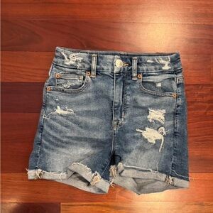 American Eagle Outfitters Super Stretch High Rise Distressed Jean Shorts